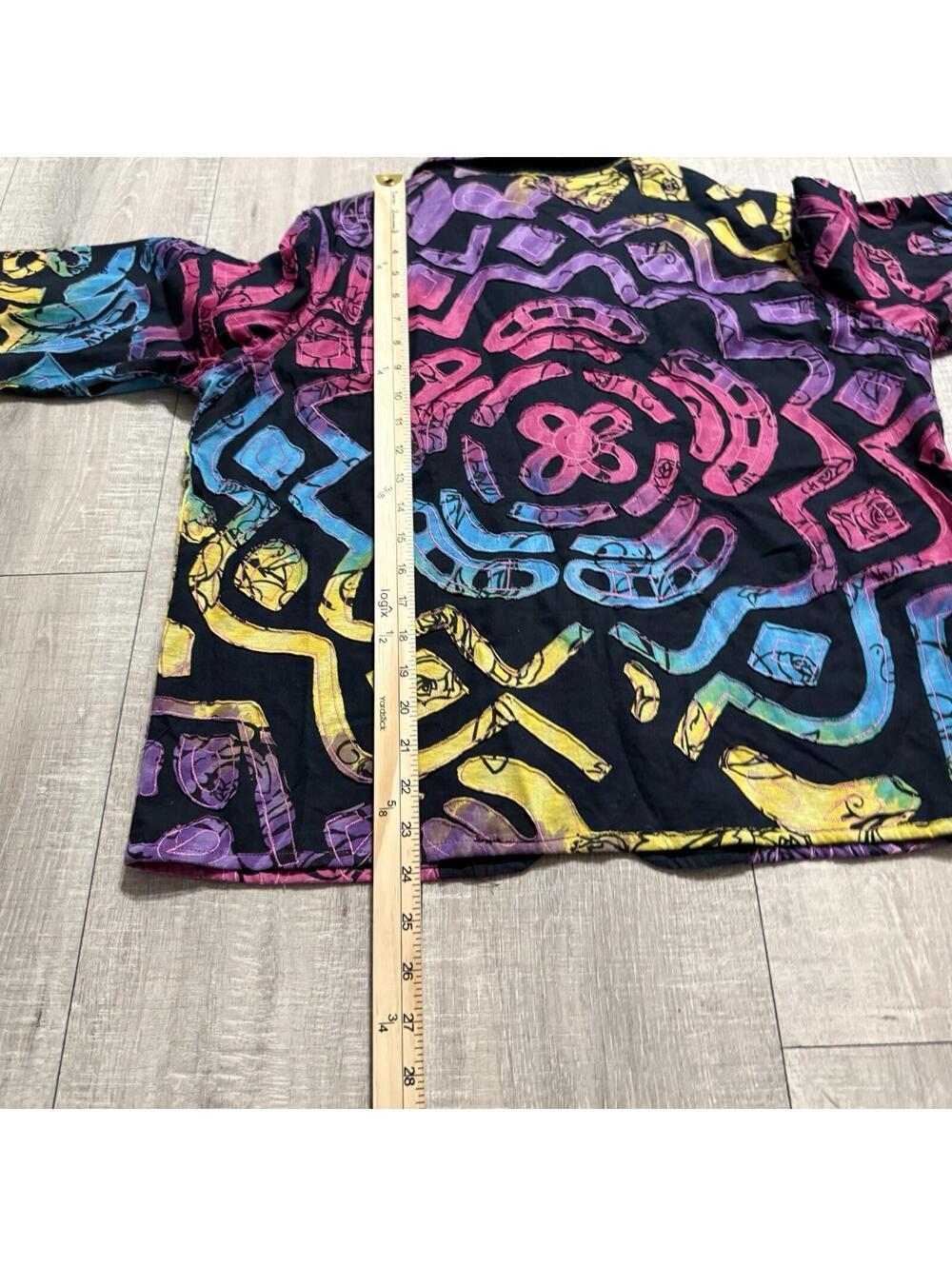 Rare Keren Hart Jacket Black Multicolor Abstract Geometric Zip Embroidered Women - Picture 8 of 8